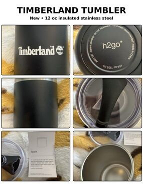 Timberland x h2go 12 Oz Insulated Tumbler Black Stainless Steel New